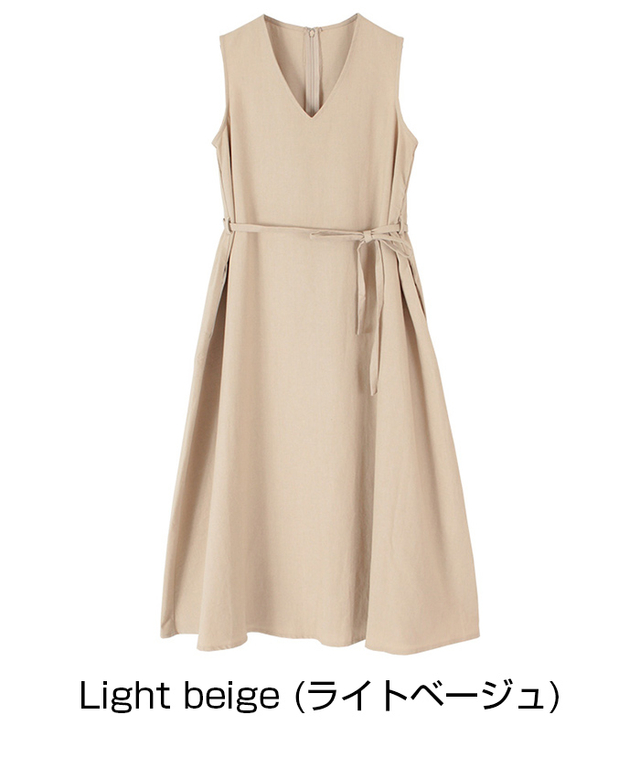 リネン混Vネックワンピース