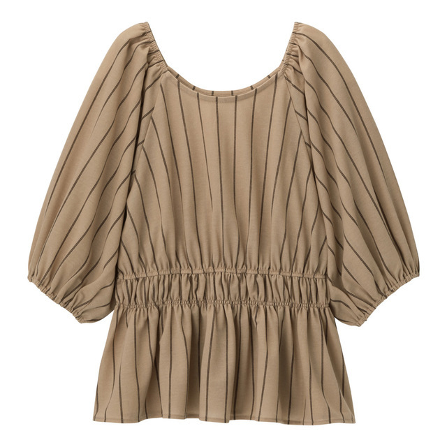 ウエストシャーリングプルオーバー(5分袖)(ストライプ)