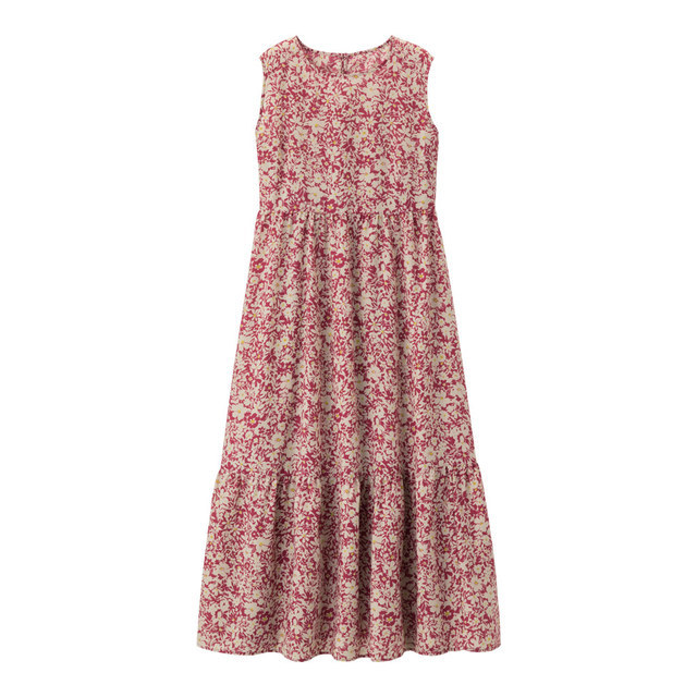 フラワープリントギャザーワンピース(ノースリーブ)