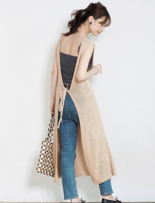 リネンミックスエプロンワンピース