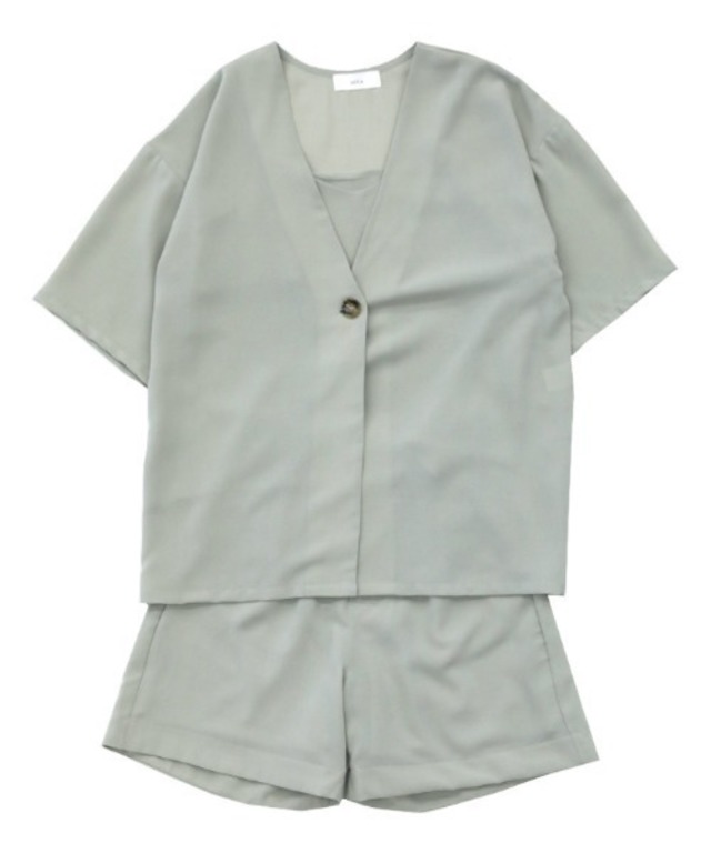 2020 S/S ルーズジャケット３点セット/ジャケットキャミソールハーフパンツセットアップ