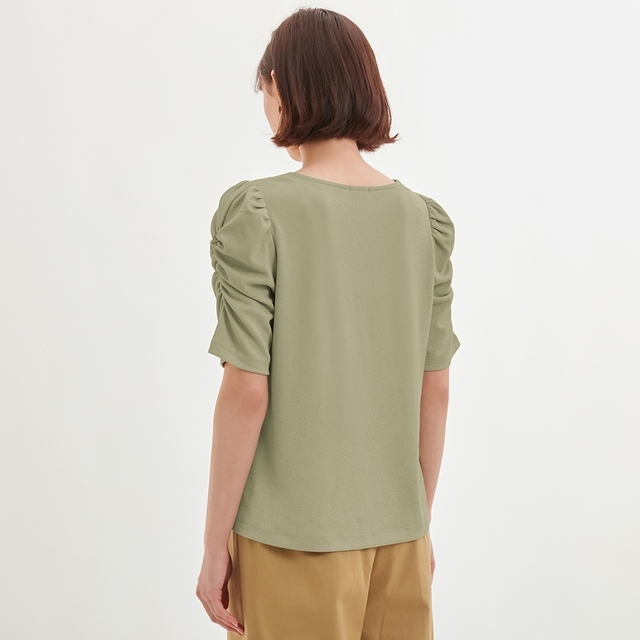 ギャザースリーブT(5分袖)