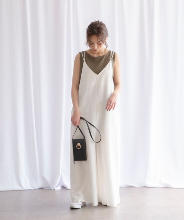 コットンストレッチキャミサロペット オールインワン