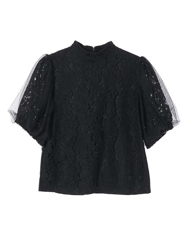 チュールスリーブレースブラウス