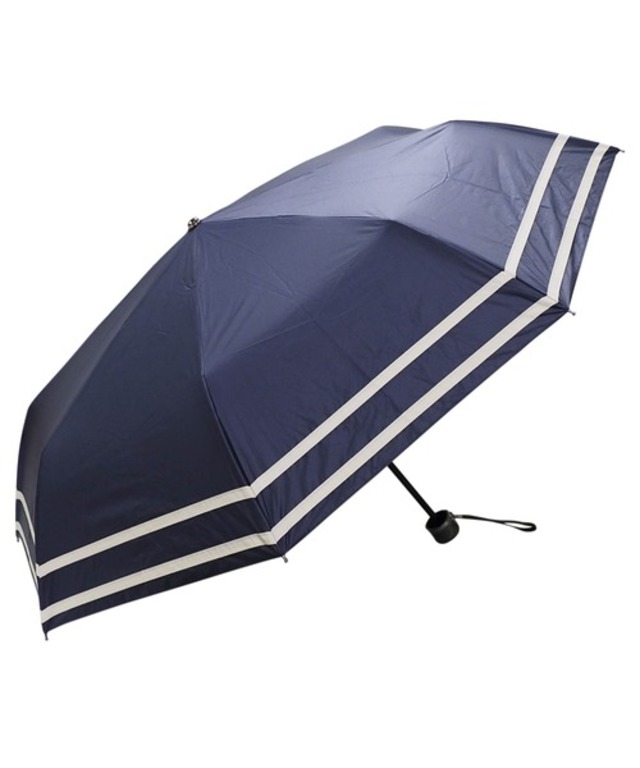 １級遮光ブラックコーティング２本ライン折りたたみ傘 耐風骨