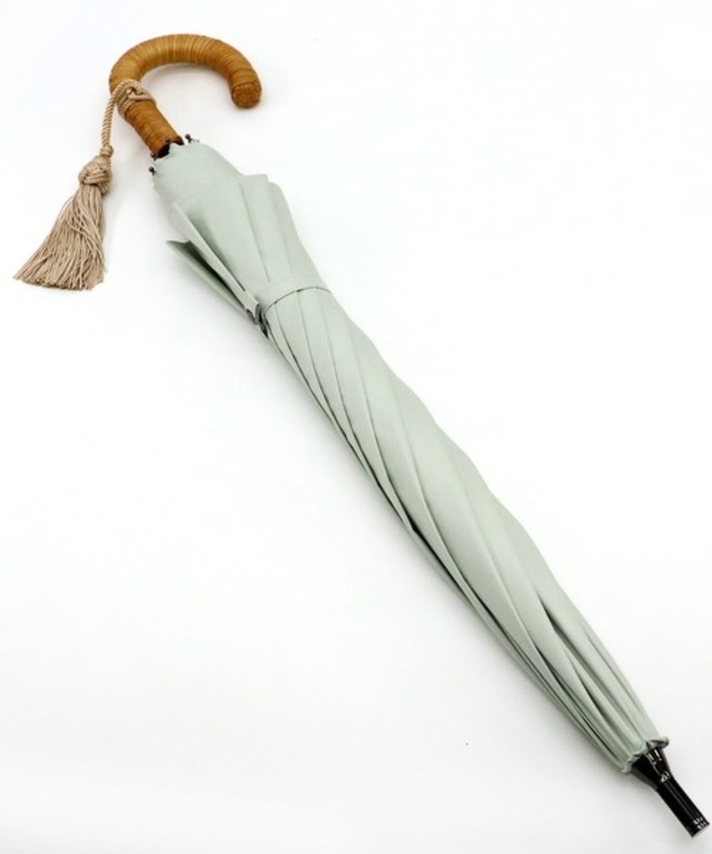 日傘　完全遮光　籐巻きハンドル