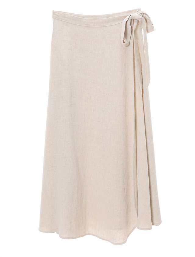 ナチュラルリネンフレアラップスカート