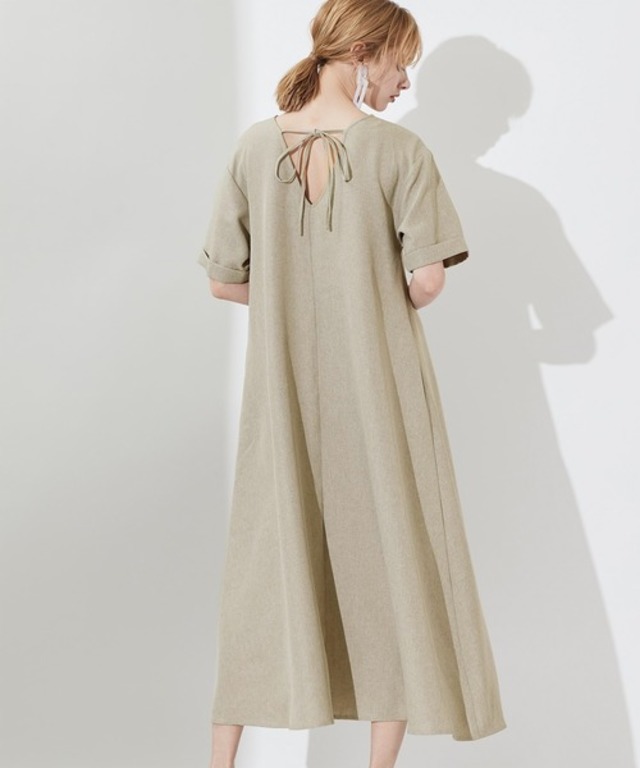 バックシャンAラインロングワンピース