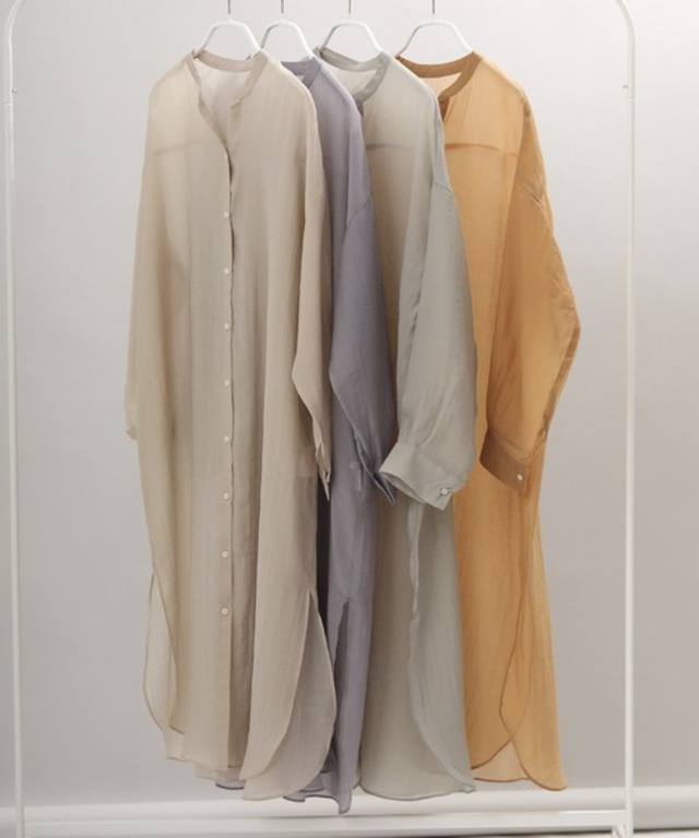 シアーノーカラー シャツワンピース