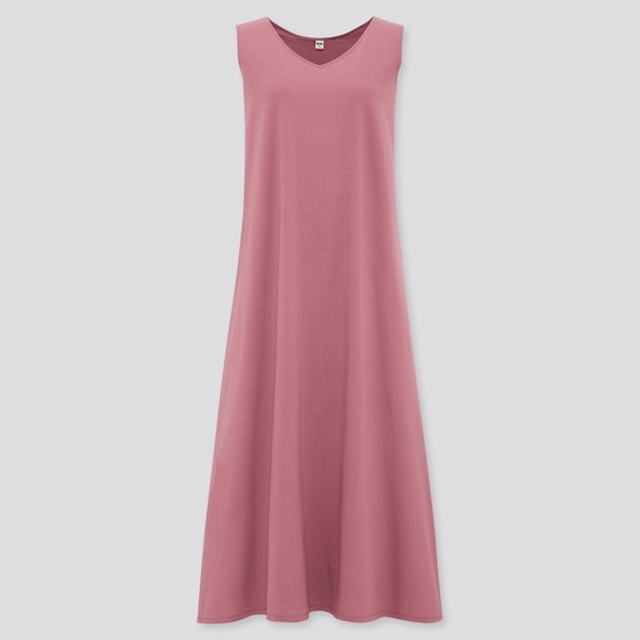 マーセライズコットンAラインロングワンピース（ノースリーブ）