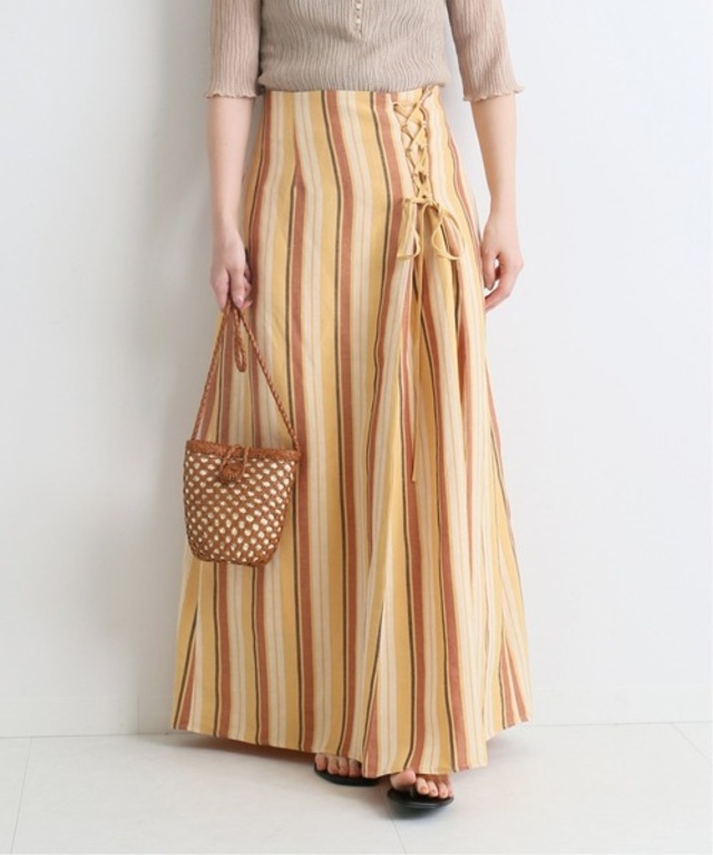 リネンレースアップスカート