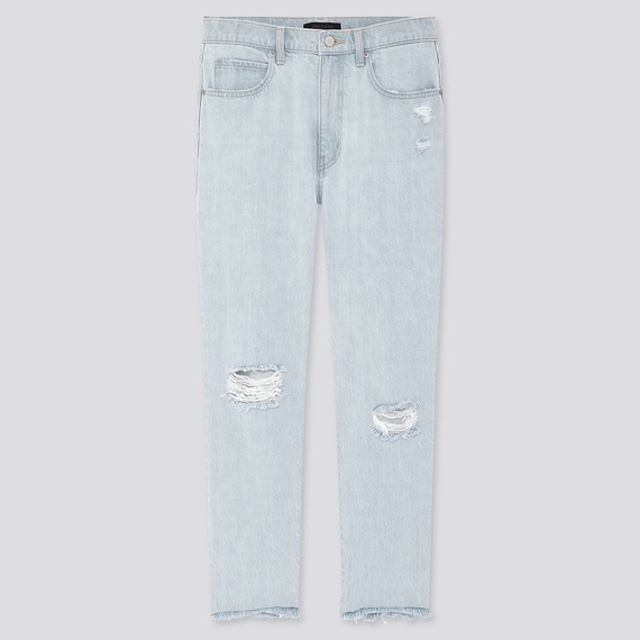 スラウチテーパードアンクルジーンズ（ダメージ）