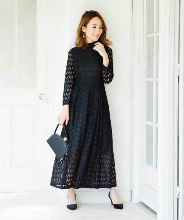 リーフモチーフアンクル丈ドレス