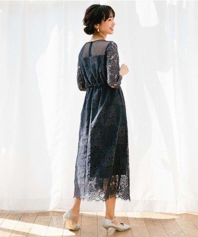 スカラレースフレアワンピース