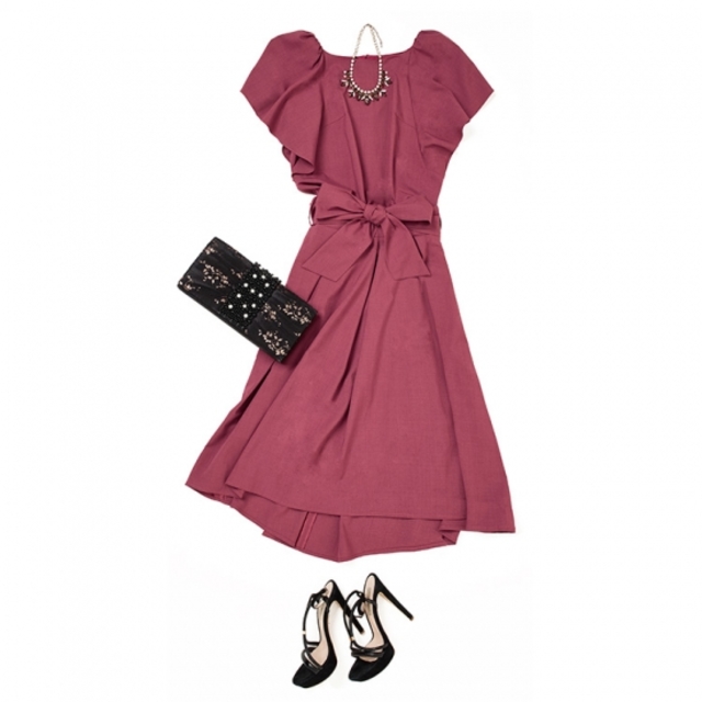 フレアスリーブ＆タックスカートセットアップ「U863」