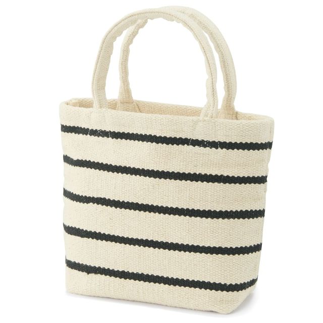 インドの手織りミニトートバッグ（ボーダー）