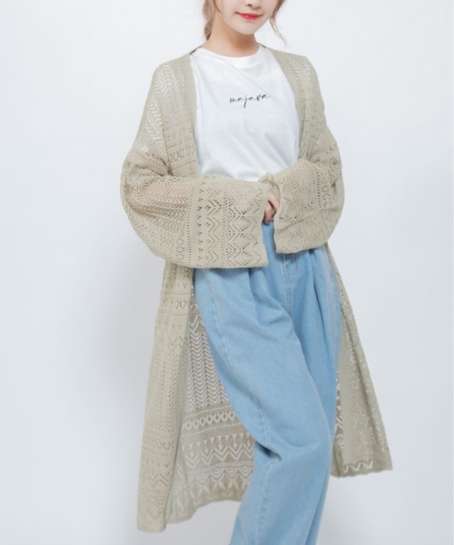 透かし柄サマーニットロングガウン