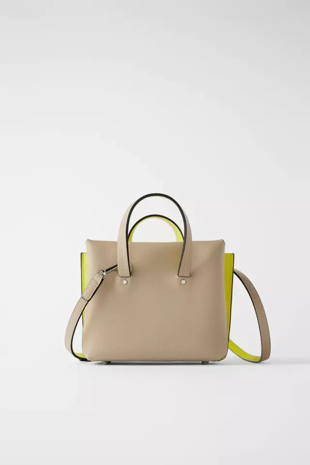 コントラストタンブル加工入りミニトートバッグ