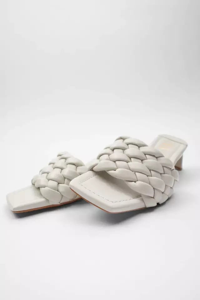 パッド入り編み込みハイヒールサンダル