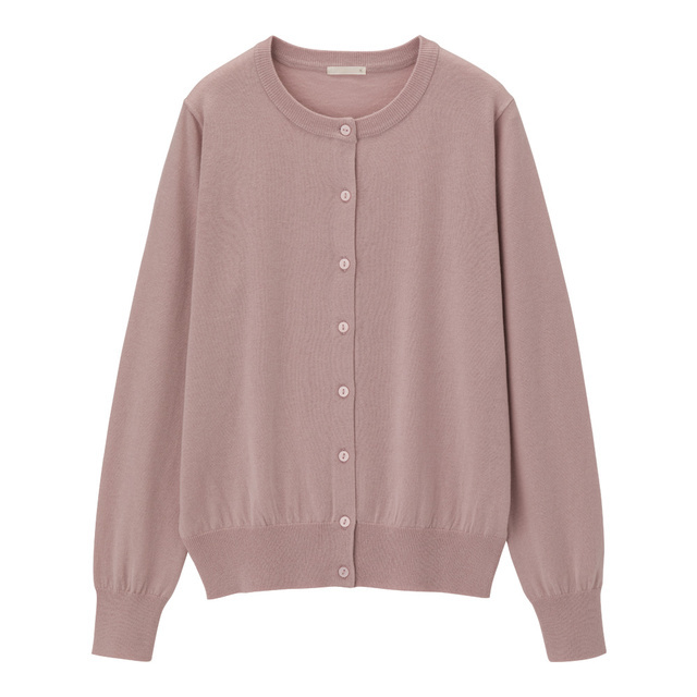 UVカットウォッシャブルクルーネックカーディガン(長袖)