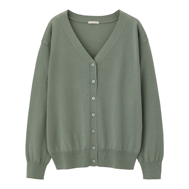 UVカットウォッシャブルVネックカーディガン(長袖)
