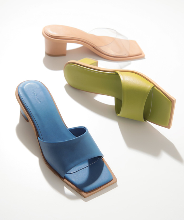 スクエアトゥワンバンドミュールサンダル