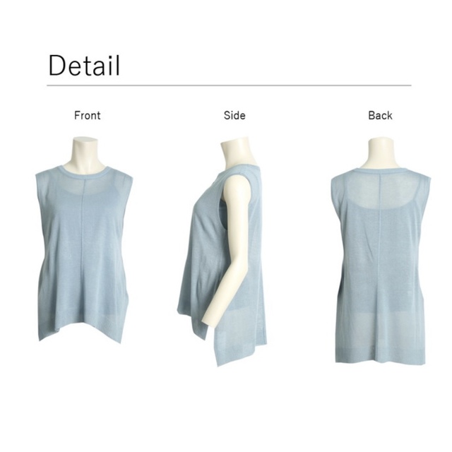 インナーキャミ付き シアーノースリーブニット