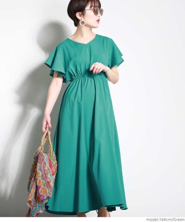 袖フレアワンピース