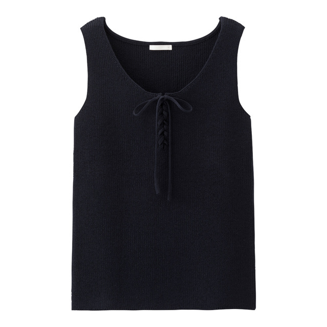 レースアップニットタンクトップ