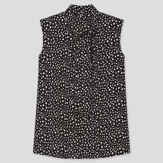 プリントボウタイブラウス（ノースリーブ）セットアップ可能