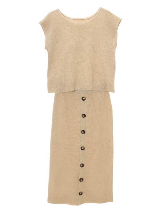 フロントボタンサマーニットアップ