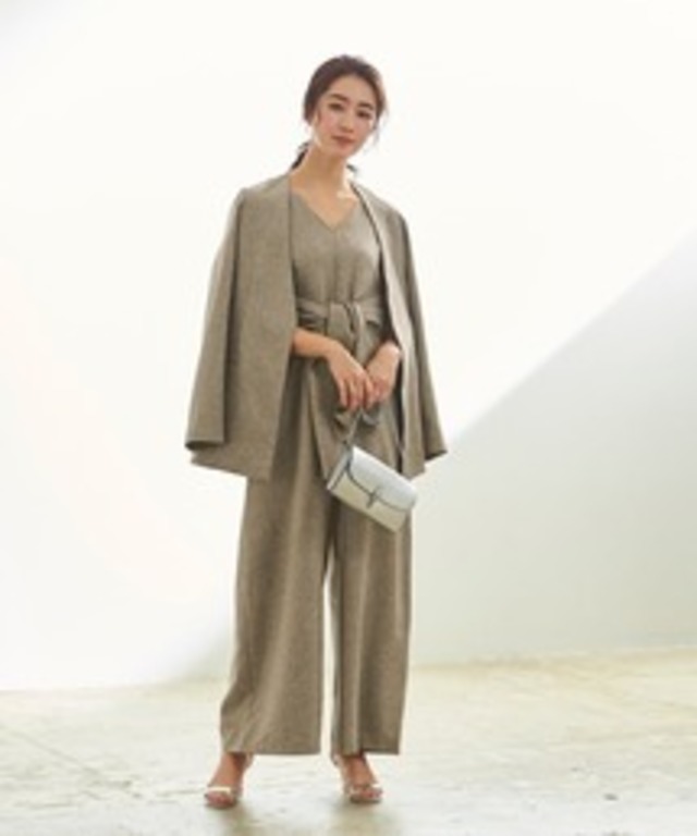 リネンライク2wayリボンサロペット