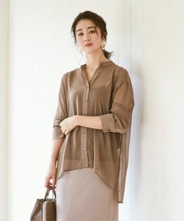 バンドカラーシースルーシャツ