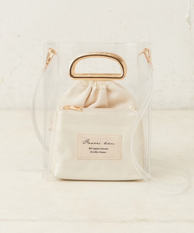 PVCポーチ付き３点バッグ