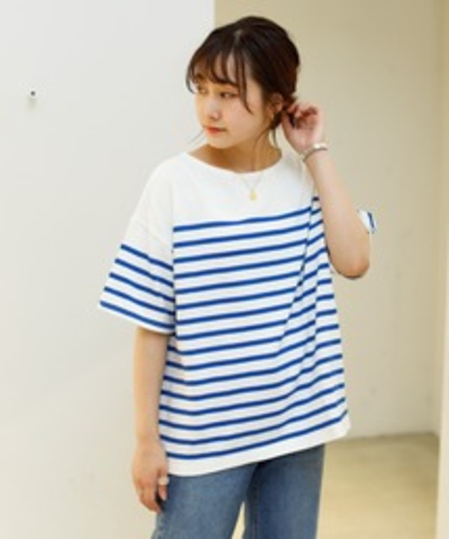 【Holiday】ヘヴィーウェイトコットン パネルボーダーTEE