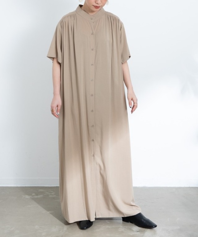 バンドカラーシャツワンピース