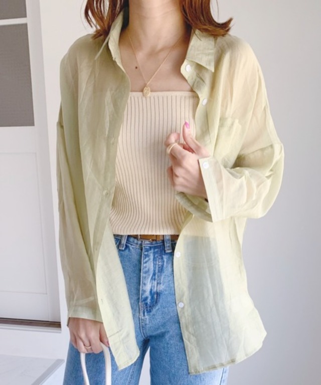 ニュアンスカラー シアー シャツ