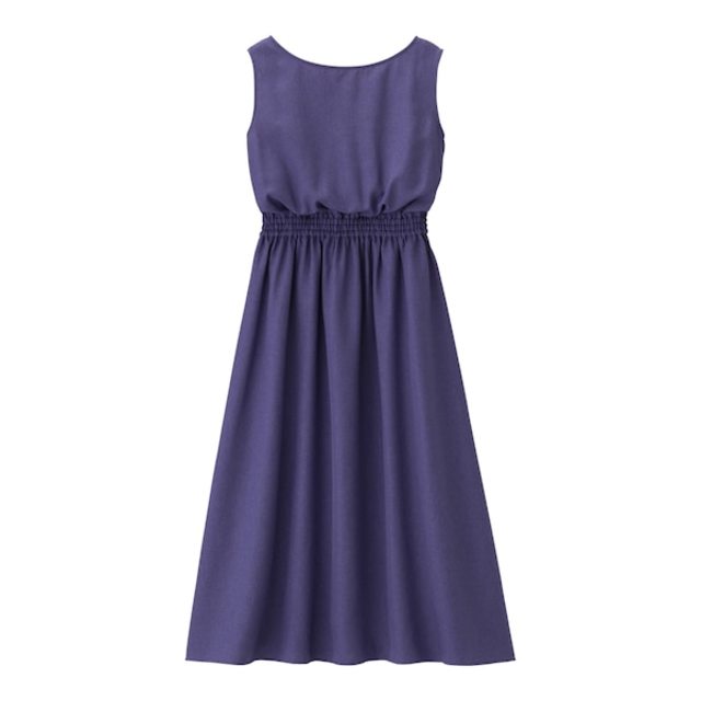 ウエストギャザーロングワンピース(ノースリーブ)