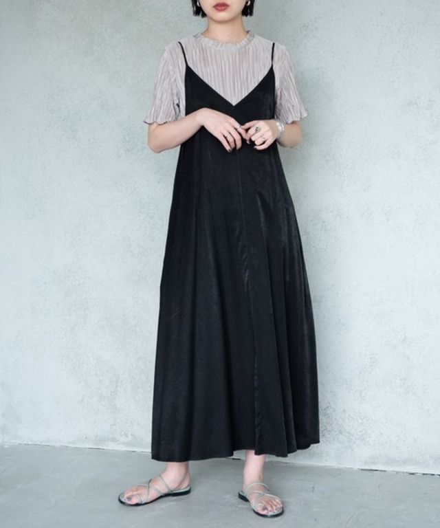 サテンロングキャミワンピース