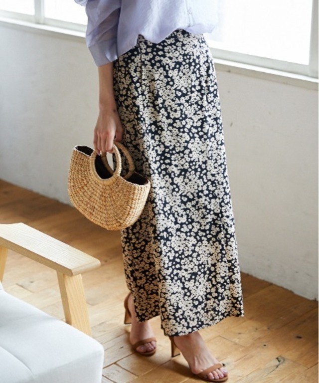 単色花デシンスカート