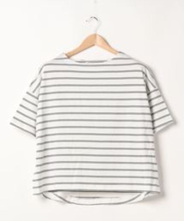 ボートネックドロップショルダー半袖プルオーバー