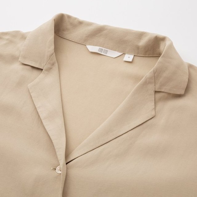 リネンブレンドオープンカラーシャツ（半袖）
