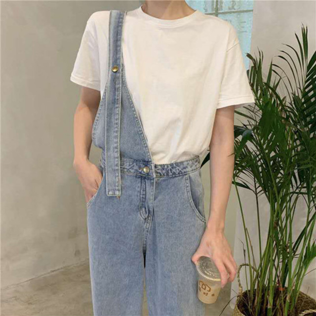 ワンショルダーデニムサロペット