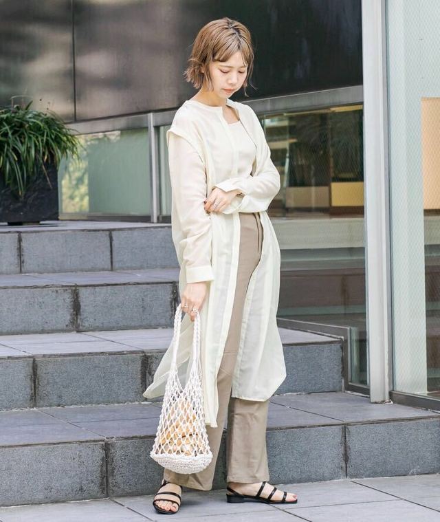 透けオーガンジーシャツワンピース