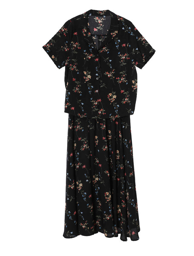 フラワー開襟シャツセットアップ