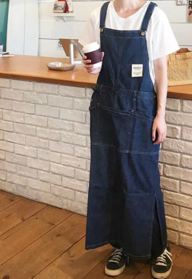 ジャンスカ エプロン デニムジャンパースカート