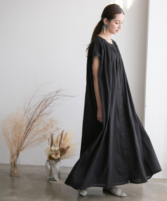 コットンギャザーシャツワンピース