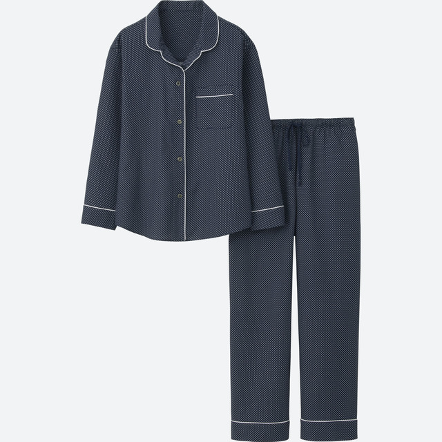 コットンプリントパジャマ（ドット・長袖）