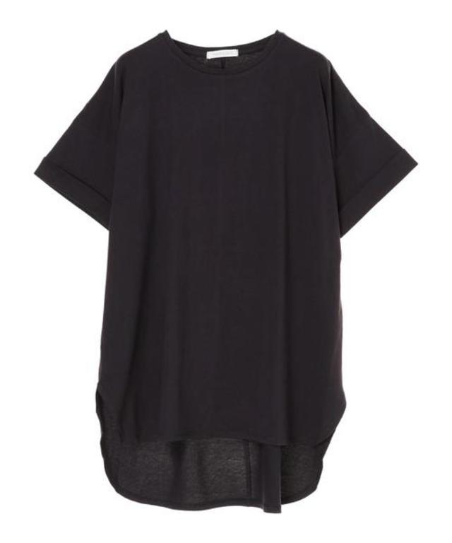 ラウンドヘムショルダータックスリーブ前後差チュニック