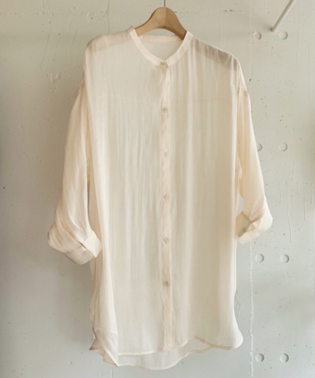 シャイニーオーバーバンドカラーシャツ